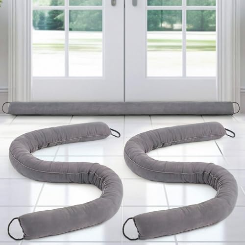 Gisafai 2 Pcs 72 Inch Long Door Draft Stopper Under Door Draft Stopper Noise Wind Blocker, Easy Install to Block Noise, Light, Dust, and Pests for Home Balcony Office (Grey, Regular Styles) - size: 72 Inch