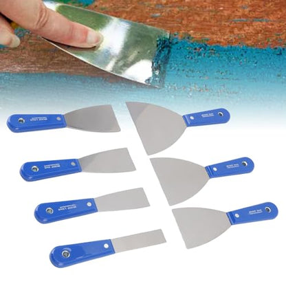 Putty Knife Set, 7 Pack, Carbon Steel Paint Scraper Tool with Storage Bag, for Applying Plaster Repairing Drywall Removing Wallpaper, 1 in 1.5in 2in 2.5in 3in 4in 5in