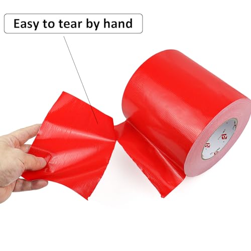 BOMEI PACK 6" Red Duct Tape,Wide Roll,6 Inches x 60 Yards,9 Mil Thick Heavy Duty,Waterproof,Flexible,No Residue and Tear by Hand,Multi-Use for Indoor & Outdoor Repairs - color: Red