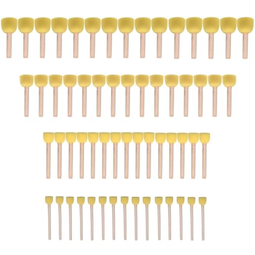 60-Pieces Assorted Size Round Sponges Brush Set, Paint Tools for Kids - color: Yellow