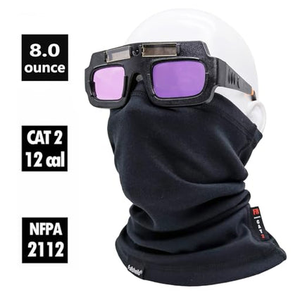 Fullsheild FR Flame Resistant Face Mask Full Cover Neck Gaiter Snood for Welding Hunting Army Military Working - color: Black-2pack