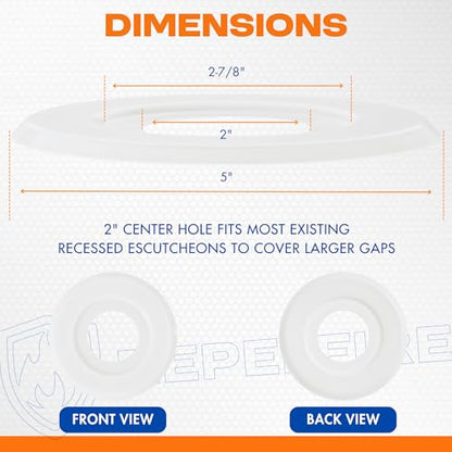 Extension Trim Ring for Recessed Fire Sprinkler Escutcheons - White Oops Ring Cover Holes Up to 5 Inches when Paired with Recessed Escutcheon - Covers Miscuts, Damaged Drywall Around Sprinkler Heads - color: White, size: 1 Pack