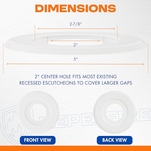 Extension Trim Ring for Recessed Fire Sprinkler Escutcheons - White Oops Ring Cover Holes Up to 5 Inches when Paired with Recessed Escutcheon - Covers Miscuts, Damaged Drywall Around Sprinkler Heads - color: White, size: 12-Pack
