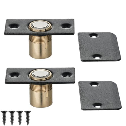 JQK Closet Magnetic Door Ball Catch Hardware, 430 Stainless Steel Catch Adjustable with Strike Plate, Black Finish 2 Pack, HBC120-BK-P2 - color: Black, size: Magnetic 2 Pack