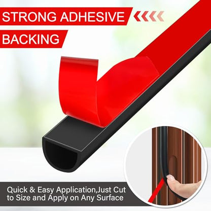 Rubber Weather Stripping Door Seal, 9/16" (W) x 15/32" (T) x 19.7' (L) D-Shape Self Adhesive Silicone Weather Stripping, Insulation Automotive Door Seal Strip for Door Frame/Window, Black - size: 9/16" (W) x 15/32" (T) x 19.7'