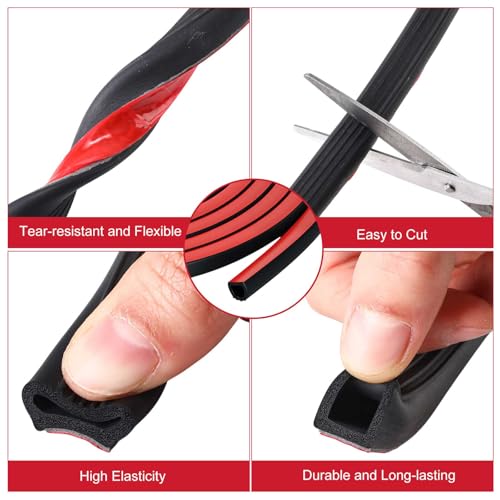 Pangda 35Ft D Shape Rubber Weather Stripping Foam Self-Adhesive EPDM Seal Strip for Noise Reduction Waterproof Dustproof for Cars Boats RVs Windows Doors (0.59" W x 0.55" H) - size: 35ft L, style: 0.59" W X 0.55" H
