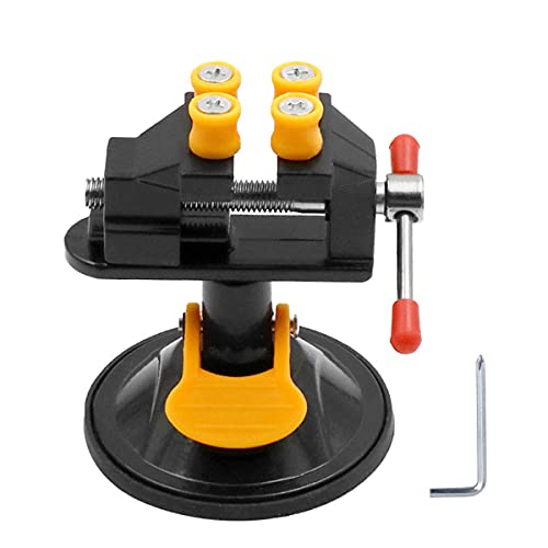 Universal Mini Table Vise Clamp 360° Suction Vice Clamp Drill Press Vise Table Bench Vice Craft Vise DIY Sculpture Craft Carving Tool for Jewelry Watch Walnut