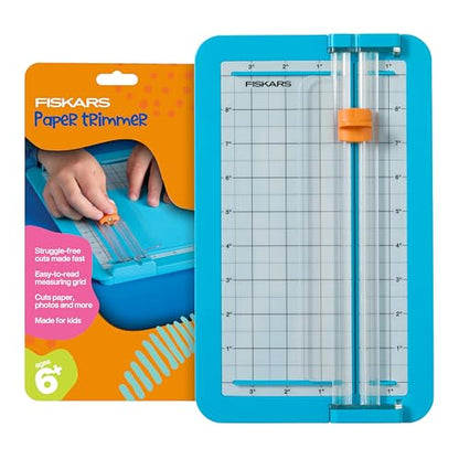 Fiskars Kids Junior Paper Trimmer – Turquoise Safe and Easy Paper Cutter for Crafting and School Projects 7 x 11.5 Inches - style: Jr Paper Trimmer