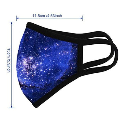 3 Pack blue galaxy Cloth Face Masks, Dust Cloth Mask, Breathable Soft Warm Windproof Face Protection for Men and Women - color: 3 Pack Blue Galaxy