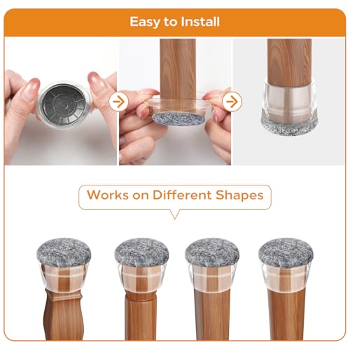 Meldel 24 PCS Silicone Chair Leg Floor Protectors Small (0.8"-1") Rubber Felt Furniture Pads Chair Legs Caps/Covers for Hardwood Floors, Tile from Scratches & Reduce Noise - Round, Grey - size: Small (0.8"-1")