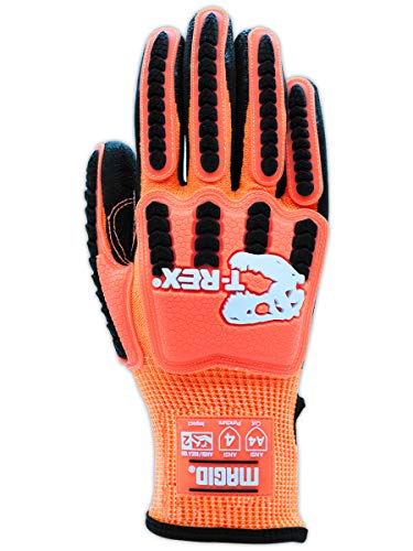 MAGID T-REX Flex Series ANSI A4 Knit Impact Glove with Latex Palm, 6 Pairs, Size 8/Medium (TRX569) - size: 8/M, style: 6 Pairs