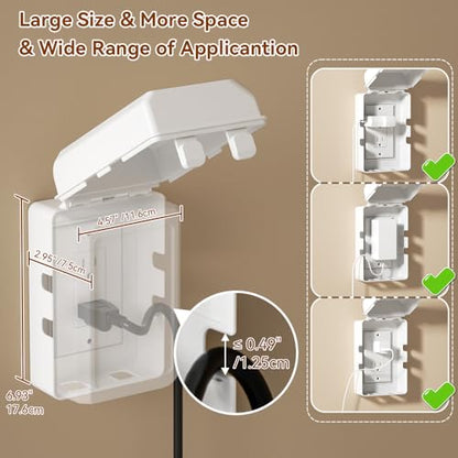 Mom's Choice Gold Awards Winner - EUDEMON 1 Pack Updated Baby Safety Electrical Outlet Cover Box Childproof Plug Cover - More Space for Large Plugs Easy to Install & Use (White) - color: White