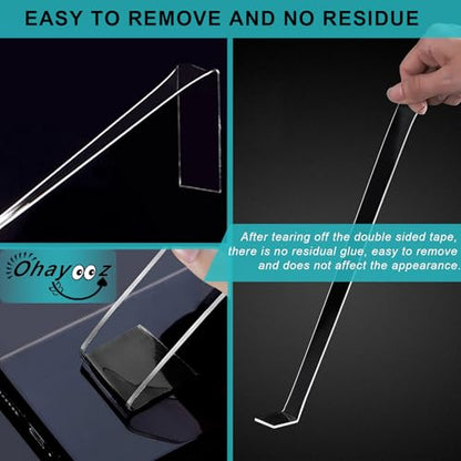 Ohayooz® Extra Strong Double Sided Tape Heavy Duty Removable 10FT, Clear Sticky Adhesive Nano Tape Tough Washable Waterproof Mounting Tape for Hanging Picture, Poster, Carpet, Photo Deco - size: Ohayooz Extra Strong 10 Feet