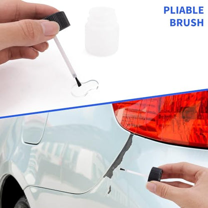 64 Pcs Touch up Paint Bottles with Applicator Brush and Lids 1 oz and 2 oz Liquid Capacity Plastic Leftover Container with Mixing Ball for Fixing Wall Stone Chip Car Surface