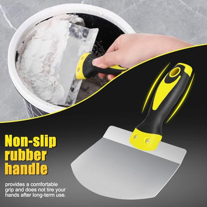 Putty Knife and Paint Scraper Set, 6.5"" Scraper and 4"" Putty Knife Combination for Spreading Drywall Spackle & Mud, Taping, Scraping Paint