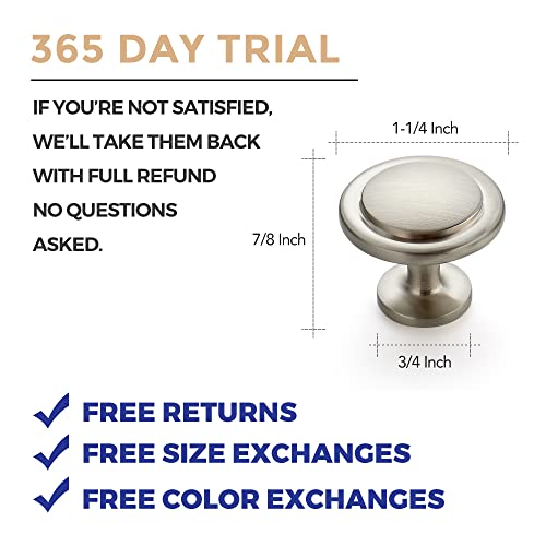 Ravinte 30 Pack Brushed Nickel Cabinet Pulls 1-1/4 inch Kitchen Drawer Pulls Cabinet Door Handles Knobs for Dresser - color: Brushed Nickel