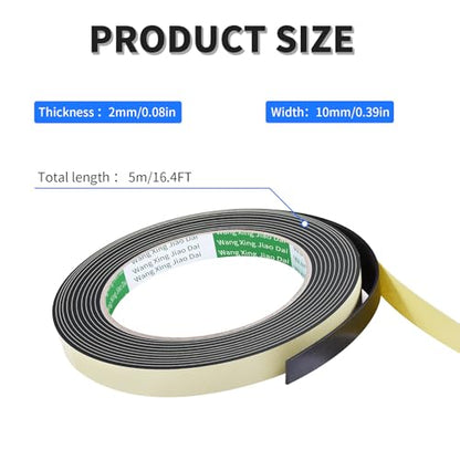 1 Rolls Weather Stripping Door Seal, 5m/16.4Ft L x 10mm W x 2mm T Sealing Foam Tape for Doors Window Automobile, Shockproof Soundproof High Density Adhesive Foam Tape - size: 1pcs 2mm×10mm×16.4Ft(T×W×H)