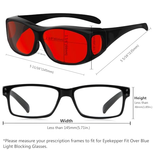 Eyekepper Red Lens Blue Light Glasses Men,Fitover Blue Light Blocking Glasses Women, Red Light Glasses Eye Protection - Black - color: Red Tinted-1806-black