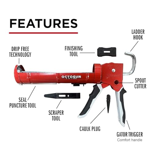 Octogun 930-GTD Caulk Gun by Newborn and Octogun Caulking Tool Kit - style: Gun + Caulk Kit