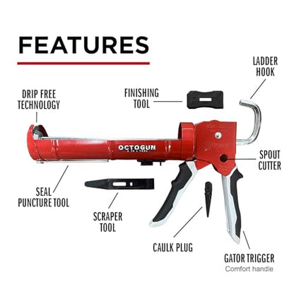 Octogun 930-GTD Caulk Gun by Newborn and Octogun Caulking Tool Kit - style: Gun + Caulk Kit