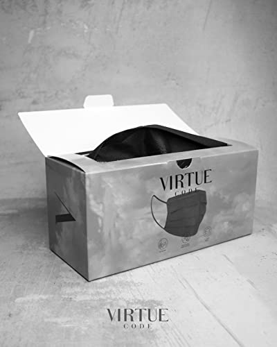 VIRTUE CODE On The Go Curved Face Masks - Soft 3 Ply Comfort 50 Disposable Face Masks - color: Black