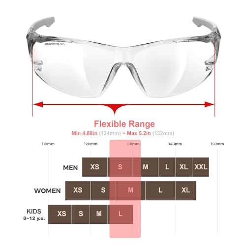 HTS HUNTERSKY ANSI Z87.1 Anti-Fog Clear Safety Glasses Pickleball Youth Baseball Lab Chemistry Goggles Scratch Resistant - color: Clear-gray W/ Case