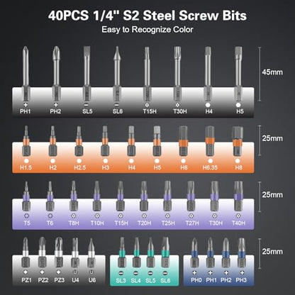 Bomivoi 42 in 1 Magnetic Screwdriver Set, DIY Ratchet Screwdriver Set, Multi Bit Magnetic Drive Set, Detachable Ratchet Handle, Portable Compact Repair Tool Kit for Furniture Computer Bicycle Black - color: Black