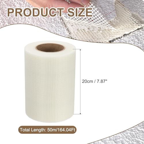 PATIKIL Drywall Repair Mesh Tape, 8 inch x 164 ft Fiberglass Repair Patch Self-Adhesive Dry Wall Joint Tape 7 Mesh Wall Hole Crack and Seam Patch, White - size: 8 inch x 164 Feet