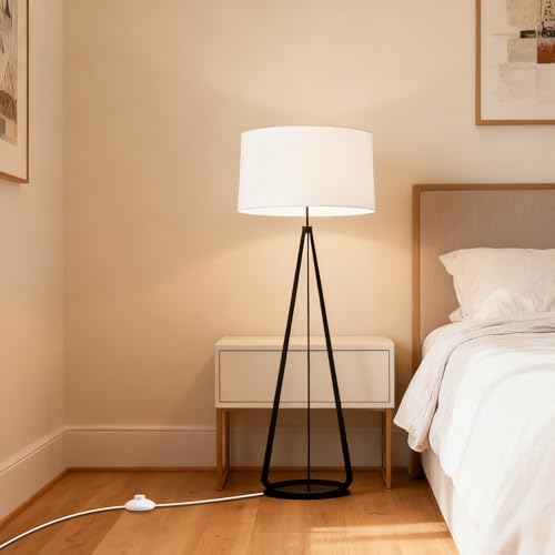 6ft/1.8m On/Off Extension Cord Foot Switch Pedal, Switch in Middle of Cord, 2-Prong Polarized Plug and Plug in Outlet AWG18 250VAC Step Switch Floor Lamp Christmas Tree Light Push Button White
