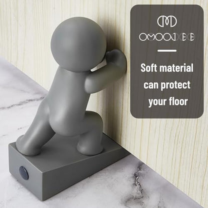 Cute Door Stopper Wedge, Non-Slip Door Stops for Bottom of Door, Keep Doors Open for Kids Pets, Gray 1 Pack (Patented)