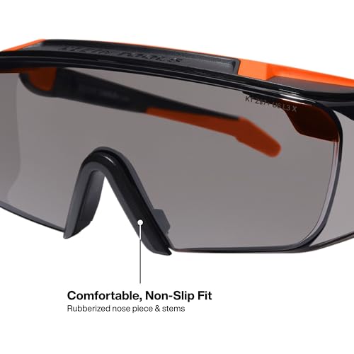 KLEIN TOOLS 03007 Over-The-Glasses Safety Glasses, Shaded Lens, ANSI Z87.1+ and CSA Z94.3 Certified, Anti-Fog and Scratch Resistant, UV Protection, Fits Over Prescription Eyewear - size: Over-the-Glasses, Gray