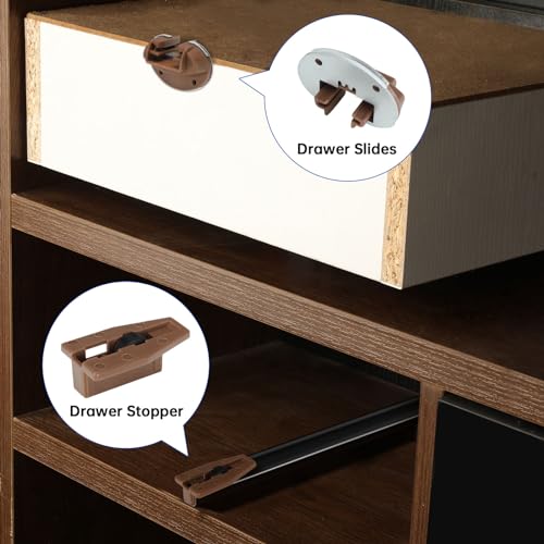 LONTAN 10 Pack Drawer Track Guide and Glides with Wheel and Metal Backing Drawer Stop for Commercial kenlin Rite-Trak II 168 Replacement Repair Part for Dresser Center Mount Drawer Slides - size: 10 Pack, style: With Metal Brackets
