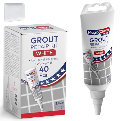 Tile Grout Repair, White 8.8 oz/250gr. Fast Drying Grout Repair Kit, Grout Filler Tube Repair Kit, Tile Grout Paint, Grout Sealer Restore and Renew Bathroom Floor, Tile Gaps, Joints, Lines - color: White, size: 40 Pack