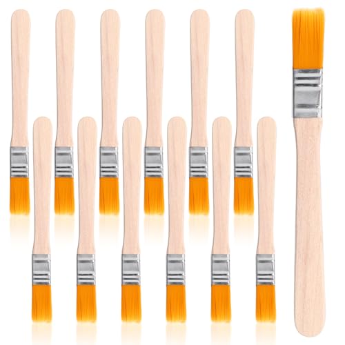 12 Pcs 5 x 0.5 Inch Nylon Flat Wall Paint Brush, Soft Bristle Paint-Brush, Small Paint Brushes for Touch Up, Trim Painting Brush with Wooden Handle, Trim Painting Tool for Walls, Cabinets, Fences