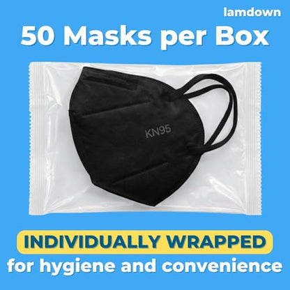 (600-Pack) KN95 Face Masks, Individually Wrapped, Premium Disposable Dust Mask, Black - color: 600 Masks (Black)