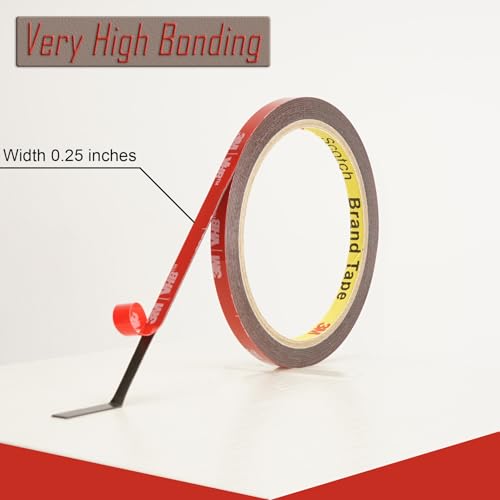 3M 5925 VHB Double Sided Mounting Tape Heavy Duty 0.25"×10Ft Black Waterproof Foam Tape Strong Adhesive Strip Tape for Automotive Trim Insulation Strip Office Home Décor - size: 0.25" × 10 Ft