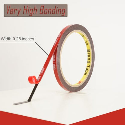 3M 5925 VHB Double Sided Mounting Tape Heavy Duty 0.25"×10Ft Black Waterproof Foam Tape Strong Adhesive Strip Tape for Automotive Trim Insulation Strip Office Home Décor - size: 0.25" × 10 Ft
