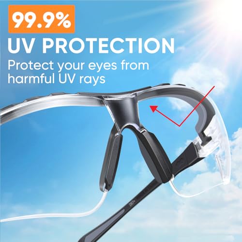 TICONN Anti-Fog Safety Glasses for Men and Women, ANSI Z87.1 Scratch Proof Eye Goggles with Adjustable Arms and UV Protection - style: 1 Pack/Clear