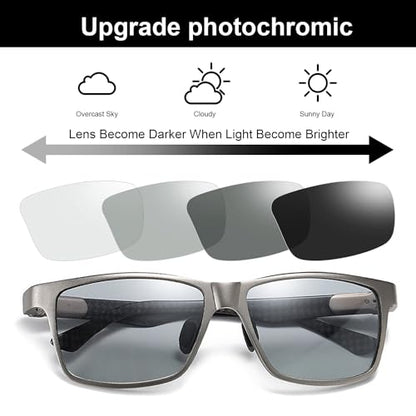 YIMI Polarized Photochromic Driving z87 Sunglasses For Men Women Day and Night safety glasses - color: Carbon Fibre C2