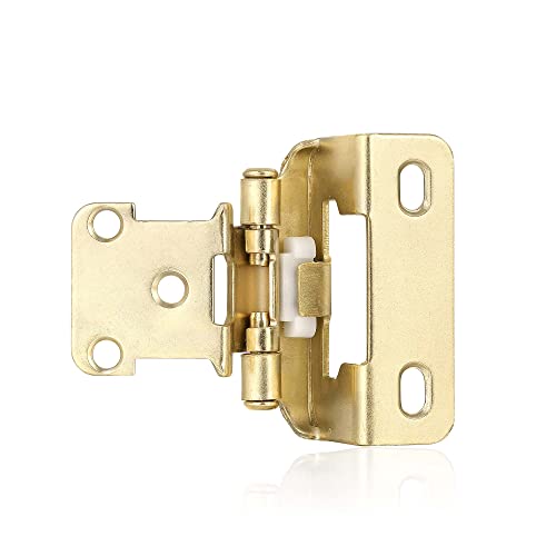 4 Pack (2 Pair) Brass Gold Cabinet Hinges for Kitchen Cabinet Door, Partial Wrap Self Closing 1/2" Overlay Kitchen Cabinet Hinges, Semi Hidden Cabinet Hinge for Cabinet Doors - color: Gold