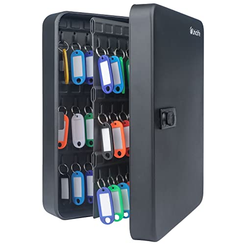 Uniclife 100 Position Key Cabinet with Combination Lock Resettable Black Digital Security Storage Box Steel Key Organizer with Colorful Key Tag Labels Stickers and Hooks - color: Black, size: 100 Keys