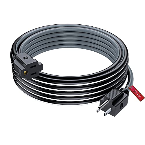 Maximm 25 Ft Black, White and Gray Extension Cord, Heavy Duty 3-Prong Outdoor Power Cable, ETL Listed for Contractors - color: Black, White and Gray, size: 25 Feet