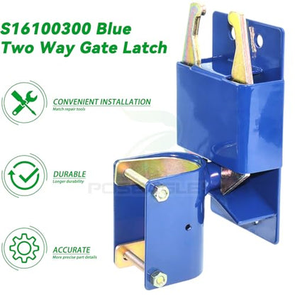 Blue S16100300 Two Way Gate Latch with Hardware and Assembly Tool Kit for Metal Gates with 1-5/8" to 2" Diameter Round Tubes - color: A05 1xS16100300 Gate Latch for 1-5/8" to 2" Tubes