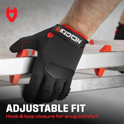 NoCry Heavy Duty Work Gloves for Men - Soft PVC Knuckle Protection - Reinforced Fingers & Thumb Crotches - Padded Palms - Double Stitched with Grip and Touchscreen Tips - size: Large, style: Pro