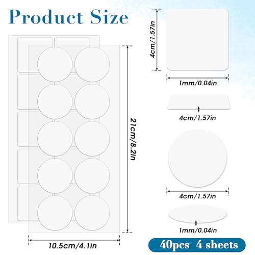 Dimeho Transparent Tablecloth Clips, 40 Pcs Removable Outdoor Table Cloth Holder Double Sided Mounting Tape Adhensive Dots Windproof Table Cover Clips for Picnic Poster Carpet Party Indoor Decor