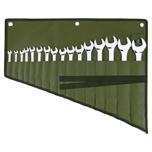 Wrench Roll Organizer 16 Pockets, Wrench Pouch Roll Up with Water Proof Oxford Cloth, Tool Roll Bag for Wrenches Organization, Green - color: Green