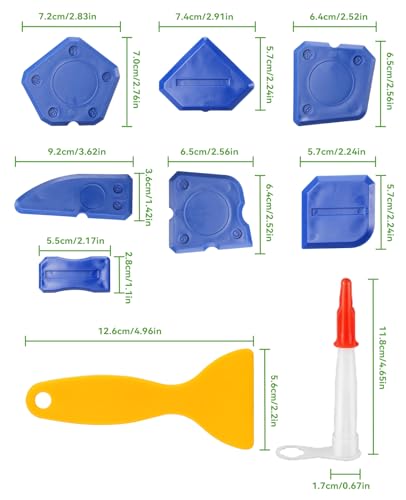 7-in-1 Caulking Tool Kit, Silicone Caulk Finishing & Smoothing Tool, Sealant Trimming and Removal Tool with Scraper for Bathroom, Shower, Sink Sealant & Grout Projects (17PCS) (17) - size: 17