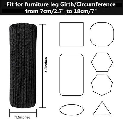 Ulalaza 32Pcs Chair Leg Floor Protectors Knitted Furniture Feet Non-Slip Wear-Resistant Noise-Reducing Chair Covers Caps Set (Style 2-Black) - color: Style 2-black