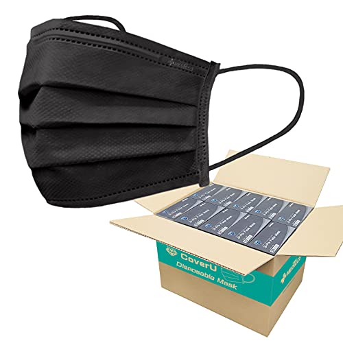 Medtecs Face Mask Disposable – 2,000 pcs (40 Boxes of 50) – ASTM Level 1, 3-Ply Breathable, Soft Fit – Adult Size – Ideal for Commuting & Daily Wear - color: 01. Black, size: Adult - 2000PC (40 Boxes)