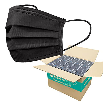 Medtecs Face Mask Disposable – 2,000 pcs (40 Boxes of 50) – ASTM Level 1, 3-Ply Breathable, Soft Fit – Adult Size – Ideal for Commuting & Daily Wear - color: 01. Black, size: Adult - 2000PC (40 Boxes)